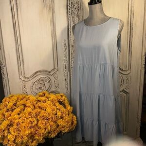 Kirundo Sweet Babydoll Tiered Soft Blue Sleeveless Dress Ballet core Fairy core